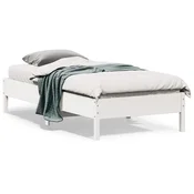 Posteljni okvir brez vzmetnice bel 75x190 cm trdna borovina