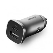 Ugreen autopunjač USB-A, USB-C PD 18 W, sivi