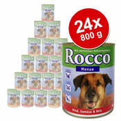 ROCCO pasja hrana MENI 24 X 800 G EKONOMIČNO PAKIRANJE - GOVEDINA, JAGNJETINA, ZELENJAVA & RIŽ