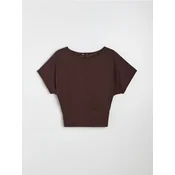 Sinsay - Bluza sa dodatkom viskoze i raglan rukavom - braon