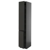 METOD Visoki element s policama/2 vrata, Crnosiva/Upplöv boja antracita, mat, 40x60x220 cm