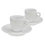 Kela skodelica KL-12748 Komplet 4 skodelic za espresso s krožnikom, MATTIA bela