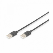 Assmann USB 2.0 kabel za povezivanje, tip A, 1 m, crni