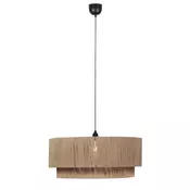 Japandi viseča svetilka črna z rjavo vrvjo 60cm - Smilla