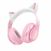 Hoco W42 brezžične slušalke z mačjimi ušesi, roza