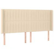 Vidaxl Vzglavje z ušesi krem 203x16x118/128 cm blago