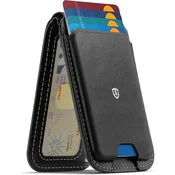 SHIELDON magnetna usnjena denarnica za iPhone 12–17 serijo – MagSafe, RFID, stojalo, retro črna