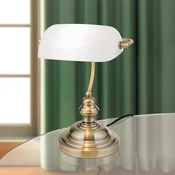 ORION Stolna lampa Onella u opal stilu bankara - Dnevni boravak/blagovaonica - mjed patinirana, bijela - Metal