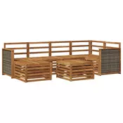 Sekcijska garnitura 6 pcs Prirodna Cvrsto drvo akacije