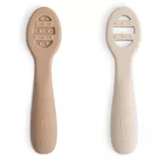 Mushie First Feeding Baby Spoons žlička Natural/ Shifting Sand 6m+ 2 kos