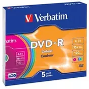 VERBATIM MEDIJI DVD-R 4,7GB 16X SLIM-5 (43557)