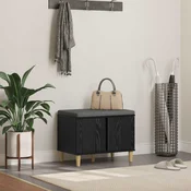 vidaXL Haldna klop z blazino z vrati Črna Orehovina 60 x 38 x 46 cm