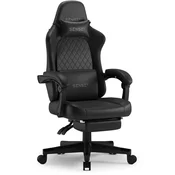 SENSE7 Ergonomski stol Devon, črn, eko usnje, podnožnik