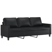 Vidaxl Kavč trosed črn 180 cm umetno usnje