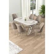 Hanah Home Set Trpezarijski sto i 6 stolica Lai, Bež-beli
