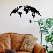Opviq Zidna dekoracija World Map Small, 100x39 cm, 1.2mm, Crna