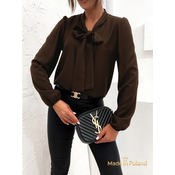 Resti Athena Dark Brown Blouse with Collar