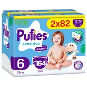 Pelene za bebe Pufies Sensitive - Extra Large, velicina 6, 164 komada, 13+ kg, Mega Pack 2