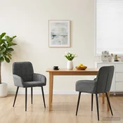 vidaXL Jedilni stoli 2 pcs Žamet Temno siva 56,5 x 50 x 86 cm