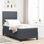 Postelja z vzmetnico z vzglavjem Temno siva 90 x 190 cm Žamet