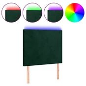 Vidaxl LED posteljno vzglavje temno zeleno 100x5x118/128 cm žamet