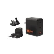 UAG SRGE 100W 3-portni ((2)USB-C, (1)USB-A) stenski polnilnik WW črne barve