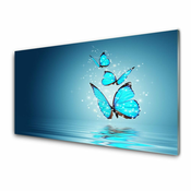 tulup.si Slika na steklu Metulji blue water art 140x70 cm 2 obešalnika