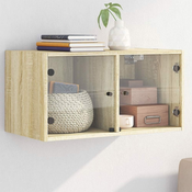 Zidni ormaric sa staklenim vratima boja hrasta 68,5x37x35 cm