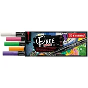 Akrilni marker STABILO FREE Acrylic T100 Okrogla konica 1-2 mm - Vzmet, set 5 kosov