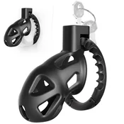 SuperLove Sissy Chastity Cage with Adjustable Ring Medium Black