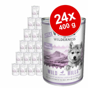 Varčno pakiranje Little Wolf of Wilderness 24 x 400 g - Blue River Junior - piščanec & losos