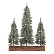 Autronic Božićni ukrasi Spruce on a log - trio, mini, 34 cm, green, frosted (VAN218)