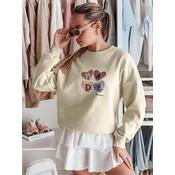 Bluza damske oversiz z sercami MADELIN jasnozielona Dstreet