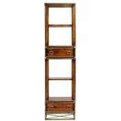 Casa Padrino luxury vintage style shelf cabinet brown/brass 52.5 x 35 x H. 200.5 cm - Vintage style bookcase with 2 drawers - Luxury living room solid wood furniture in vintage style