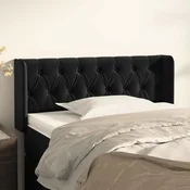 Vidaxl vidaXL Vzglavnik s krilci, črn 103x16x78/88 cm, žamet