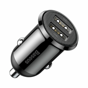BASEUS Baseus Grain Pro avtomobilski polnilec 2x USB 4,8 A črn (CCALLP-01)