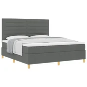 Vidaxl Postelja z vzmetnico z vzmetnico Temno siva 180 x 200 cm blago