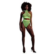 Ouch! Glow in the Dark Turtle Neck and High Waist Slip Neon Green S/M/L