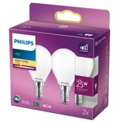 Philips 2 paketa LED E14 Globe 25W Frost 250lm