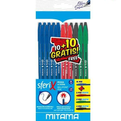 Mitama kemijska olovka 10 + 10 - Plava;Ružičasta;Crvena;Zelena;Crno plava;Crno crvena;Crno ružičasta; Crno zelena - Mitama kemični svinčnik 10+10 Šifra: 203191