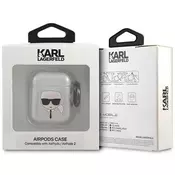 Karl Lagerfeld Etui Karl Lagerfeld Glitter Karls Head za AirPods 1/2 - srebrn