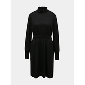 Black Dress with Stand-Up Collar Pieces - Women