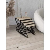Hanah Home Ela set od 4 umetnuta stocica, crni ram, MDF ploce u dekoru travertina