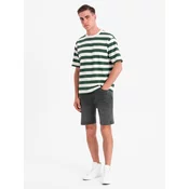 Ombre Mens shorts with elastic waistband and wash effect - grey