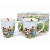 Komplet 2 porcelanastih skodelic 360 ml v darilni škatli z velikonočnim zajčkom