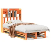 Vidaxl Knjižna postelja brez vzmetnice vošč. rjava 75x190 cm borovina