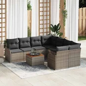 Sjedeća garnitura za vrt 9 kom. Siva poliratan 232.5 x 234 x 69 cm
