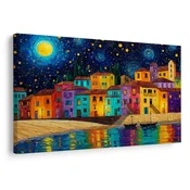 Slika barvita noč nad mestom - 30x20