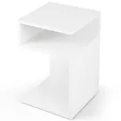 Northix Stranska mizica v obliki črke S z 2 odprtima predelkoma moderna nočna omarica 33 x 33 x 50 cm bela