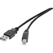 Renkforce USB 2.0 priključni kabel [1x USB 2.0 vtič A - 1x USB 2.0 vtič B] 0.50 m črne barve pozlačeni kontakti Renkforce